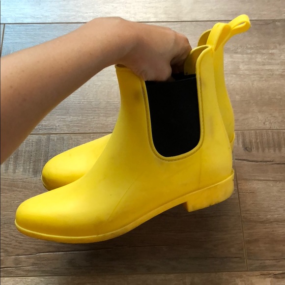 yellow ankle rain boots